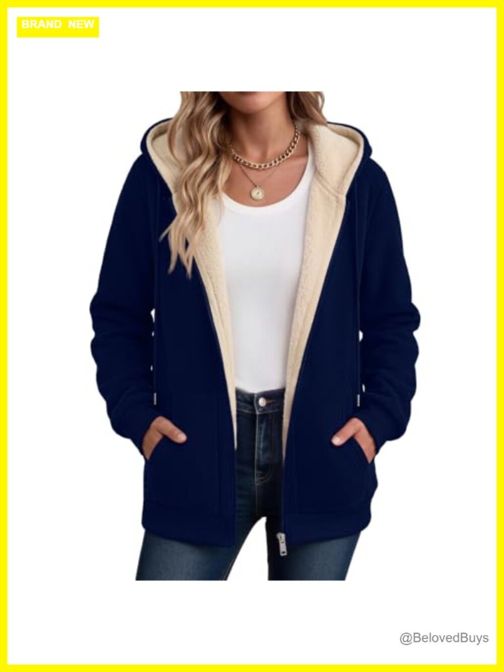 Women's Sherpa Fleece Jacket Zip Up Thick Warm Hoodie Fall Winter Coat